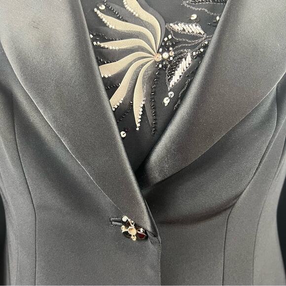 My Ferry Vintage Black 3D Textured Floral Sequin Beaded Detail Top & Blazer - Picture 6 of 15